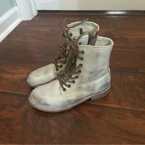 Freebird Brown and White Combat Boots Rugged Leather Design